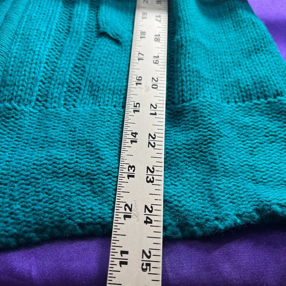 πCarol Rose Turquoise 2-Way Zipper Acrylic Cable Pattern Long Sleeves Cardigan - Picture 11 of 16